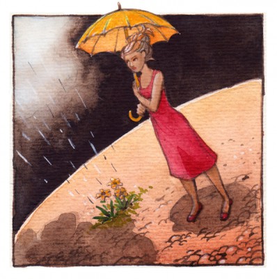 "A Rainy Day on Earth". Vattenfärg 141103